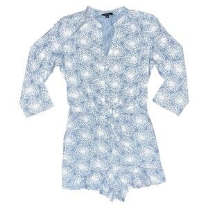 J. Crew Three-quarter Sleeve Printed Denim Romper